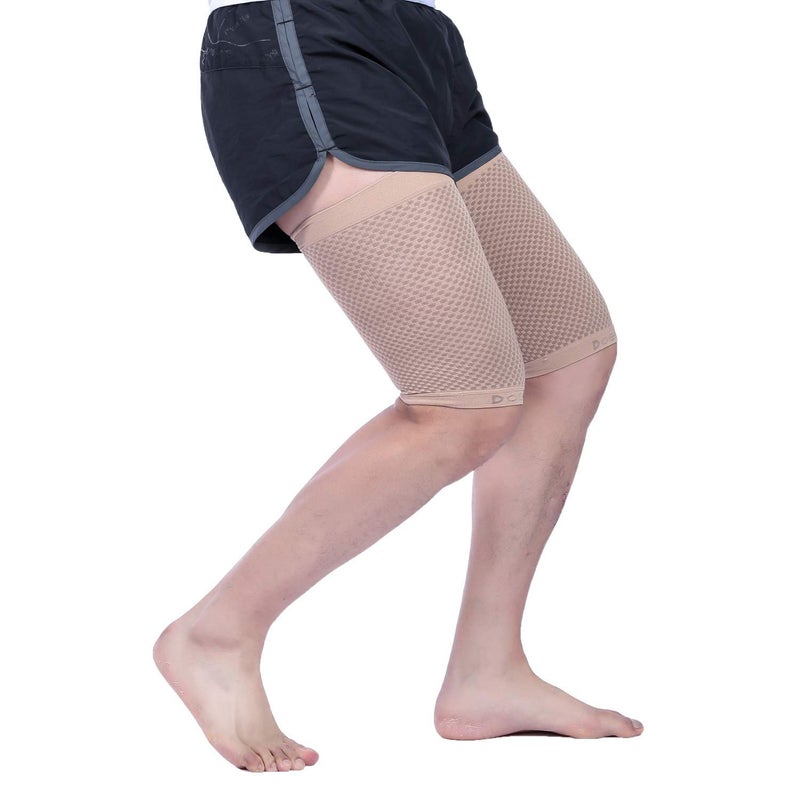 Doc Miller Thigh Compression Sleeve for Men Women 1 Pair â€“ Quad Compression Wrap - Braces for Thigh Pain Muscle Recovery - Hamstring Compression Sleeve Silicone Band - 1 Pair - Image 2